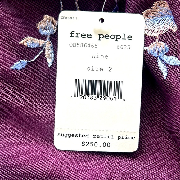 Free People NWT Rosalie Floral Embroidered One Sleeve Mini Dress, 2 - Picture 13 of 16